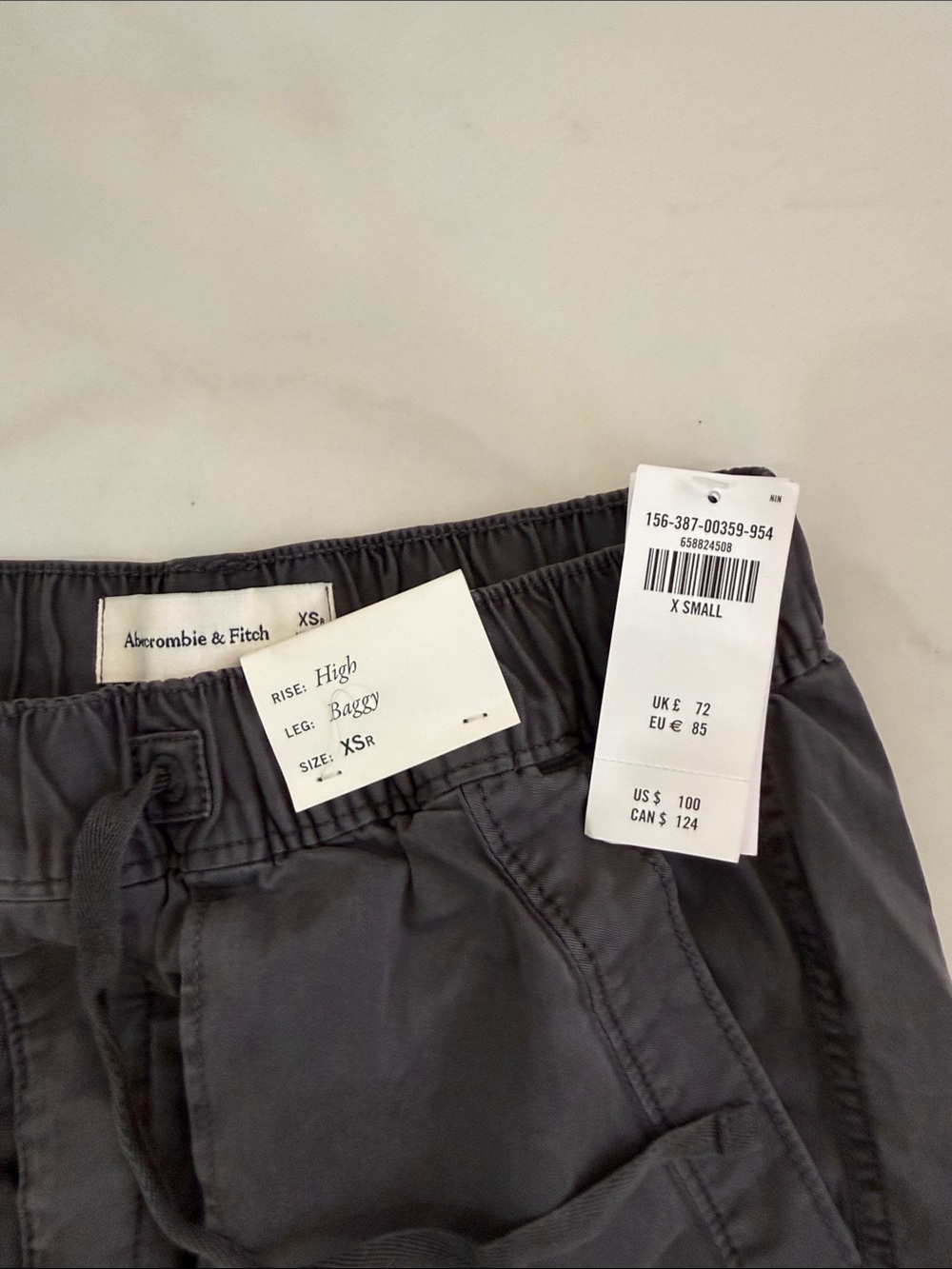 Abercrombie & Fitch Dark Gray Cargo Pants with Ankle Zippers - Picture 2 of 5